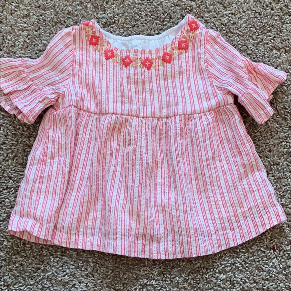 Gold foil striped top